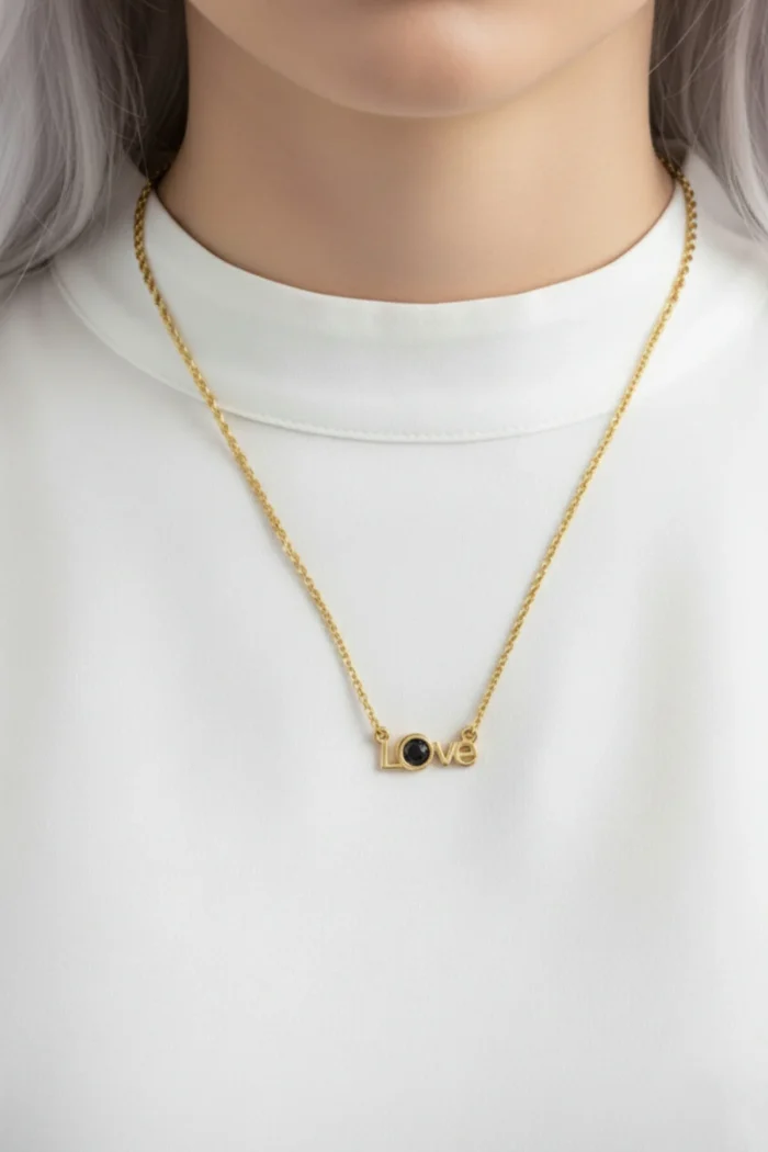 100 DİLDE SENİ SEVİYORUM YAZILI Love Model Gold Renk Paslanmaz Çelik Kadın Kolye