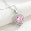 Kalp Model Pembe Zirkon Taşlı Çelik Kolye