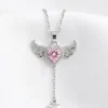 Kalpli Kanat Model Pembe Zirkon Taşlı Çelik Kolye Kalpli Kanat Model Pembe Zirkon Taşlı Çelik Kolye