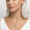 Nazar Boncuğu Model Renkli Taşlı Çelik Kolye