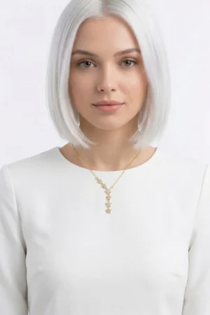 Yıldızlı Y model Zirkon Taşlı Çelik Kolye
