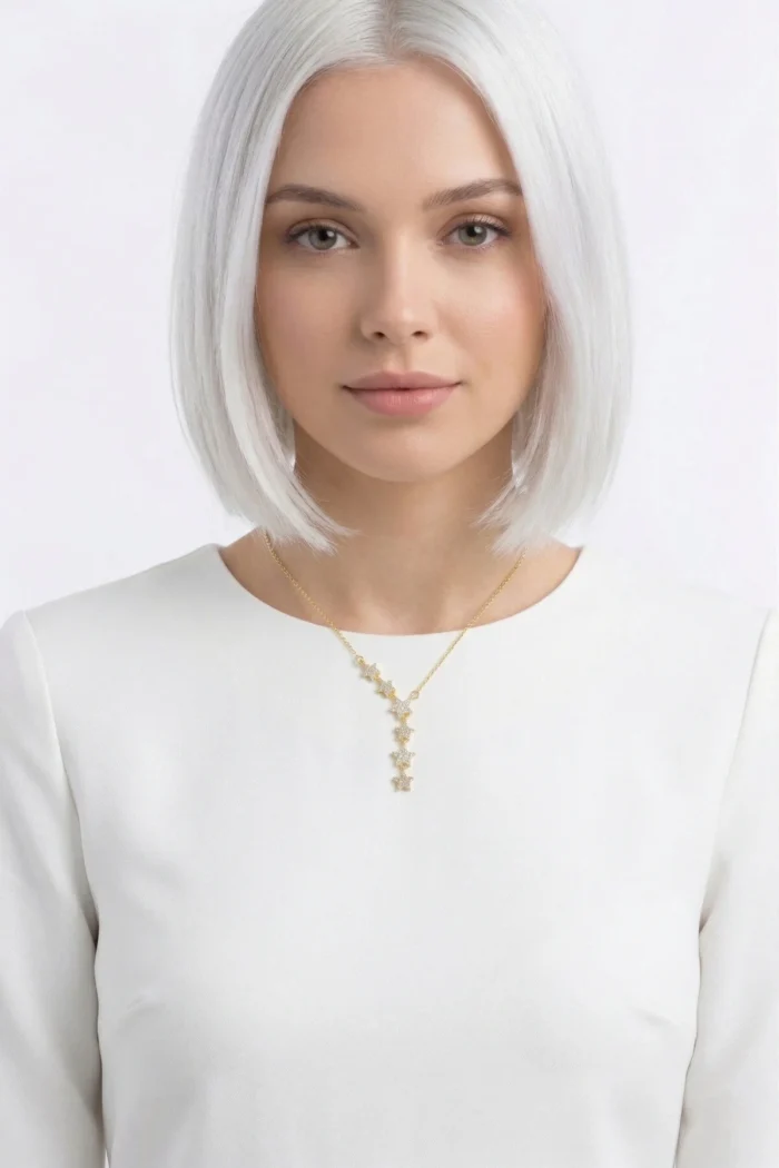 Yıldızlı Y model Zirkon Taşlı Çelik Kolye