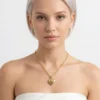 Kalp Model Zirkon Taşlı Çelik Kolye