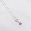 Lotus Çiçeği Model Pembe Zirkon Taşlı Çelik Kolye