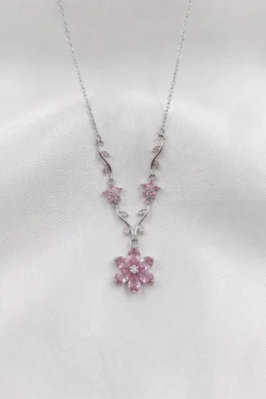 Lotus Çiçeği Model Pembe Zirkon Taşlı Çelik Kolye Lotus Çiçeği Model Pembe Zirkon Taşlı Çelik Kolye