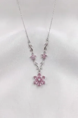 Lotus Çiçeği Model Pembe Zirkon Taşlı Çelik Kolye Lotus Çiçeği Model Pembe Zirkon Taşlı Çelik Kolye