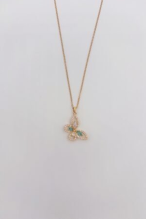 Kelebek Model Zirkon Taşlı Çelik Kolye